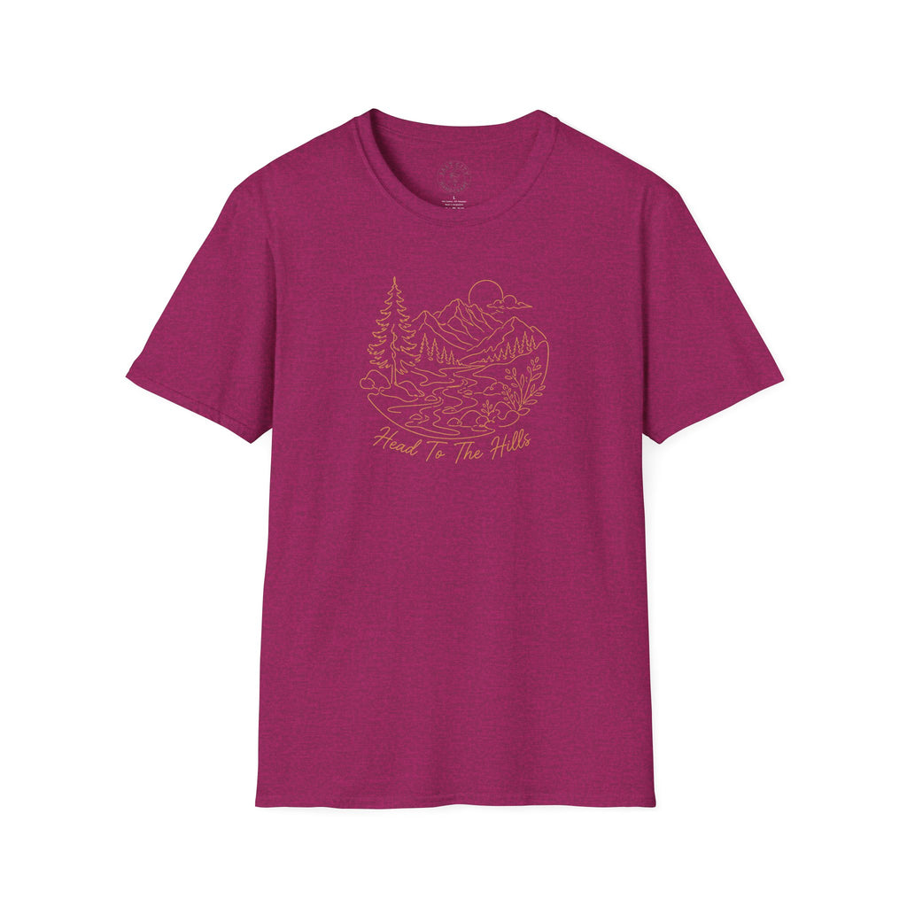 Nature Outline Tee — ‘Head for the Hills’ Mountain Graphic T-Shirt