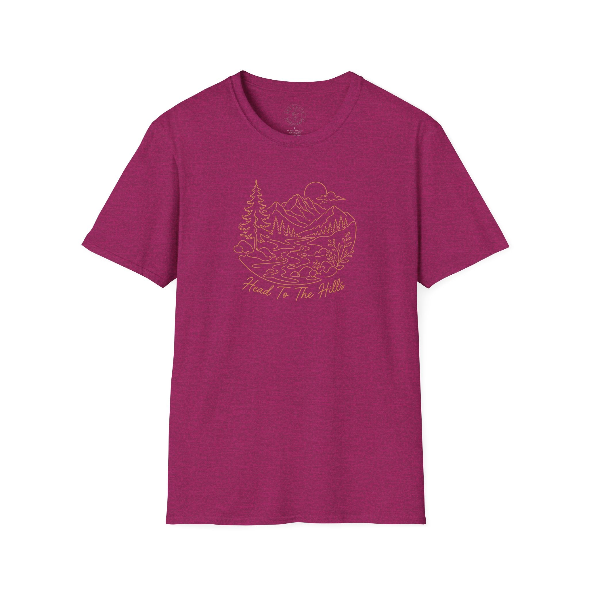 Nature Outline Tee — ‘Head for the Hills’ Mountain Graphic T-Shirt