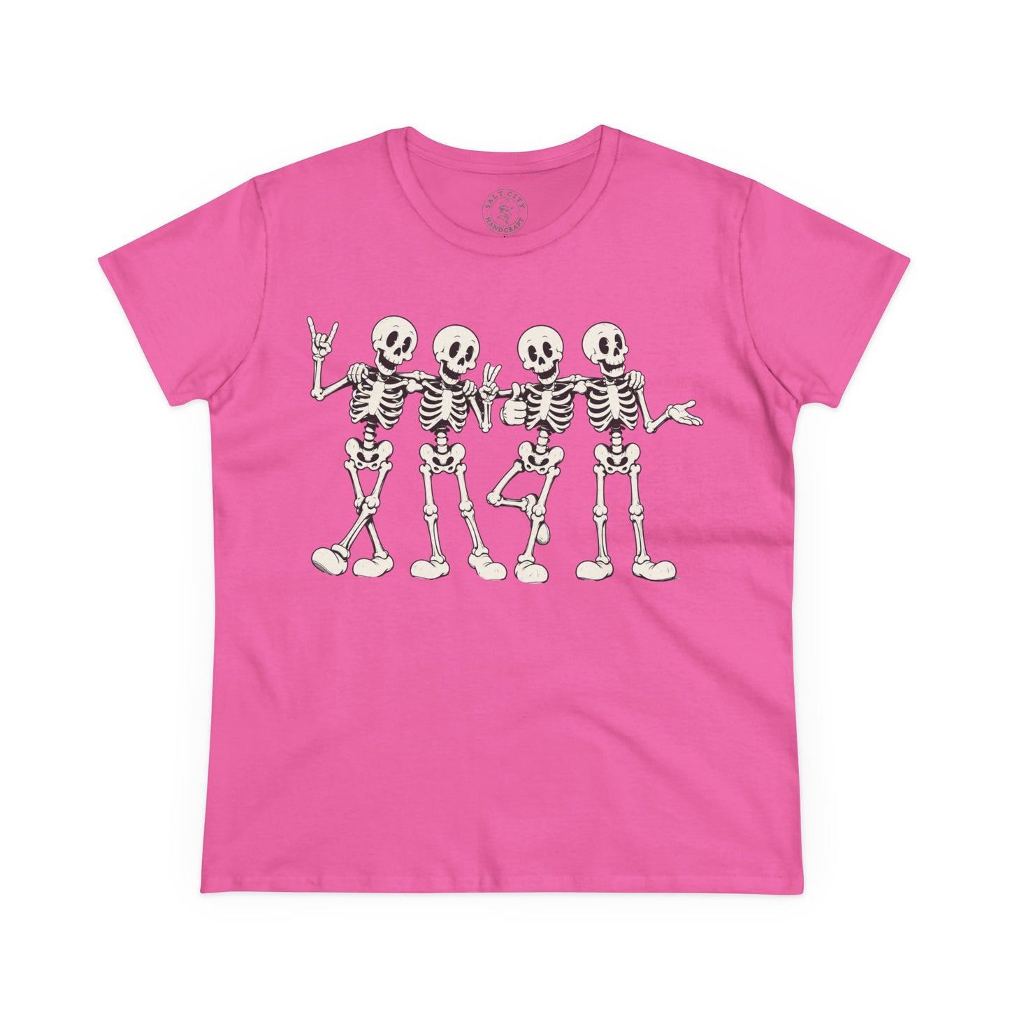 Women's Dancing Skeletons Graphic Shirt (Cute Spooky Halloween Top)