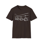 Ski Lift Chairs T-Shirt | Cable Car Line Sketch, Mountain Resort Apparel