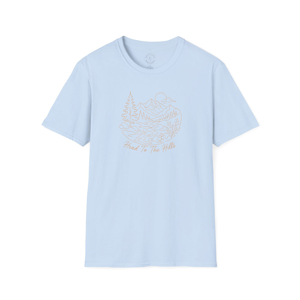 Nature Outline Tee — ‘Head for the Hills’ Mountain Graphic T-Shirt