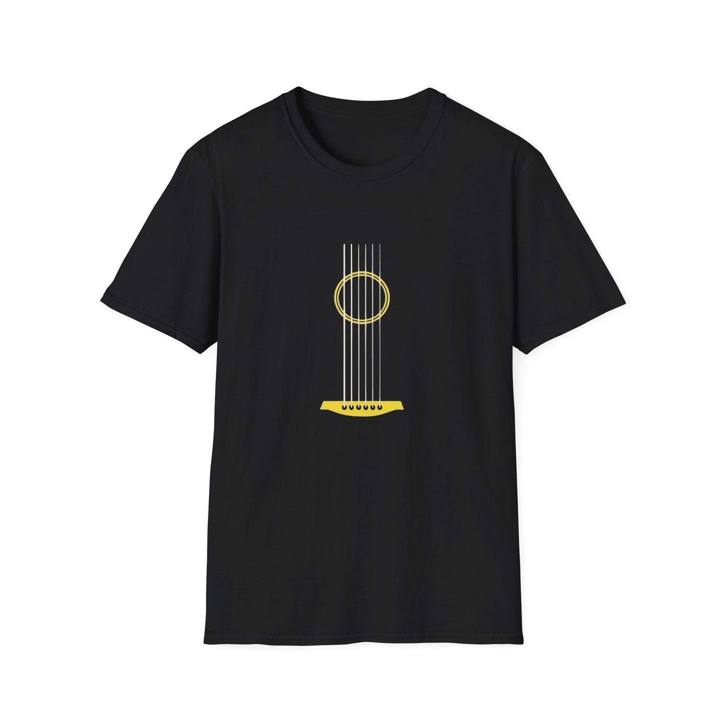 Minimal Acoustic Guitar Graphic T-Shirt | Yellow Guitar Strings