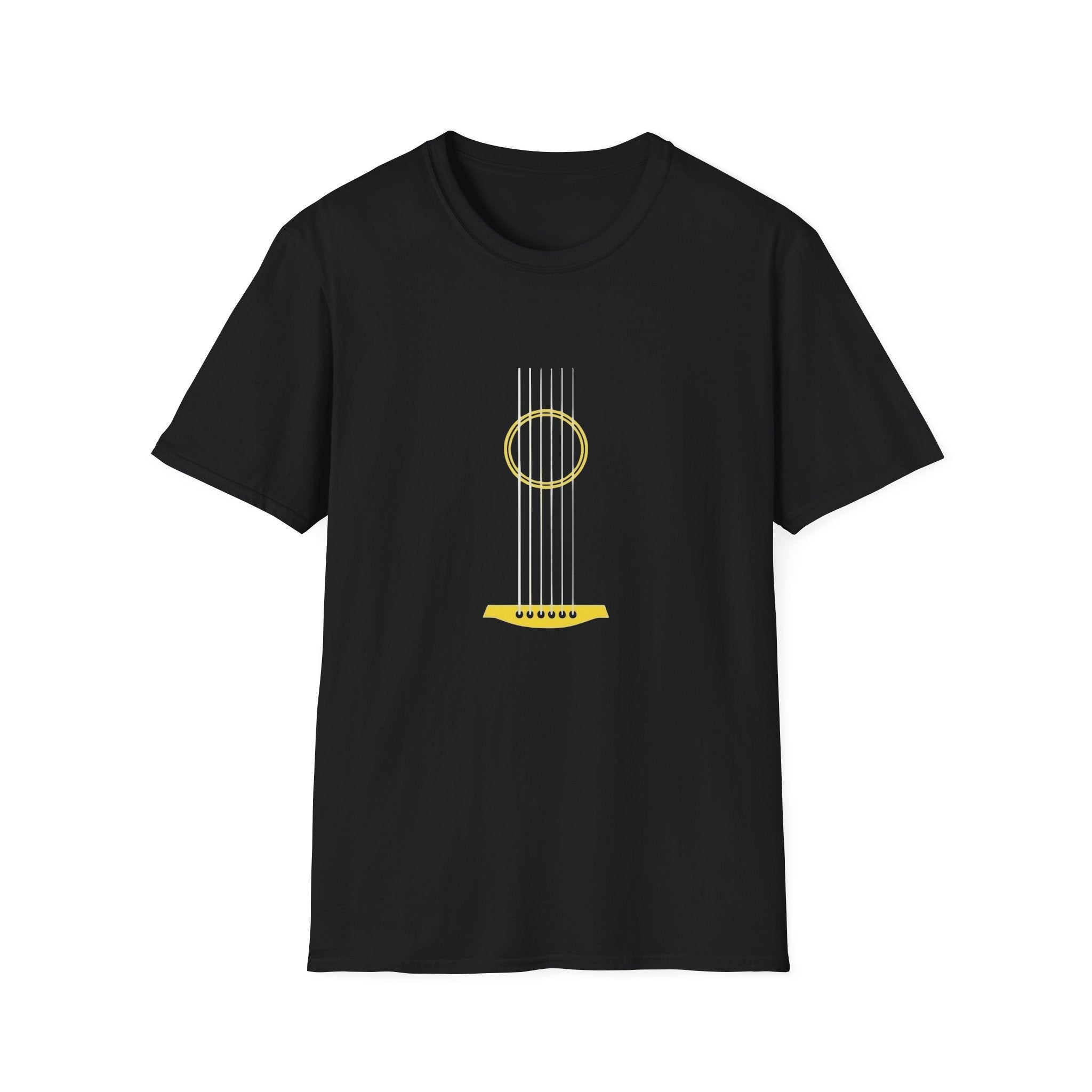 Minimal Acoustic Guitar Graphic T-Shirt | Yellow Guitar Strings