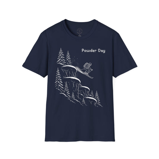 Skiing Cliffside T-Shirt — Powder Ski Shirt