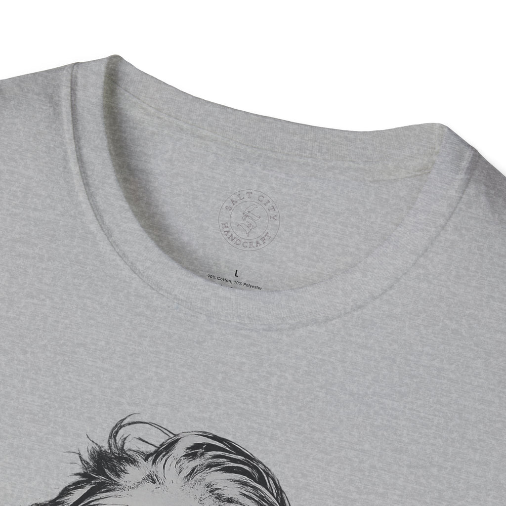 Stay Caffeinated T-Shirt — Funny Coffee Tee with Einstein Sketch