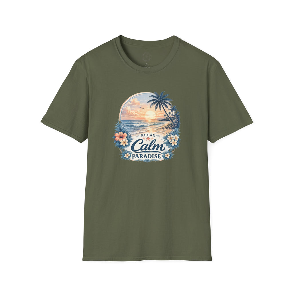 Calm Paradise Sunset T-Shirt — Tropical Beach Graphic Tee