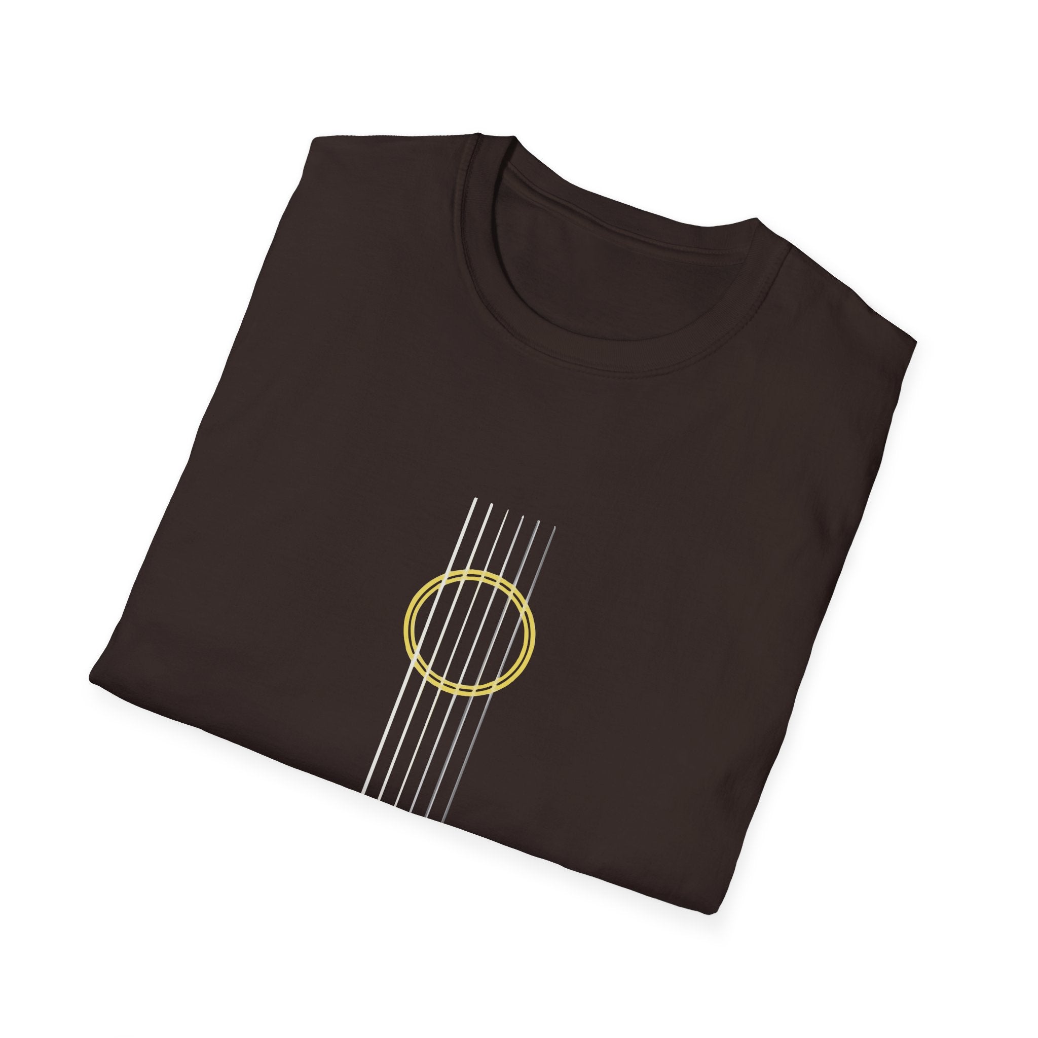 Minimal Acoustic Guitar Graphic T-Shirt | Yellow Guitar Strings