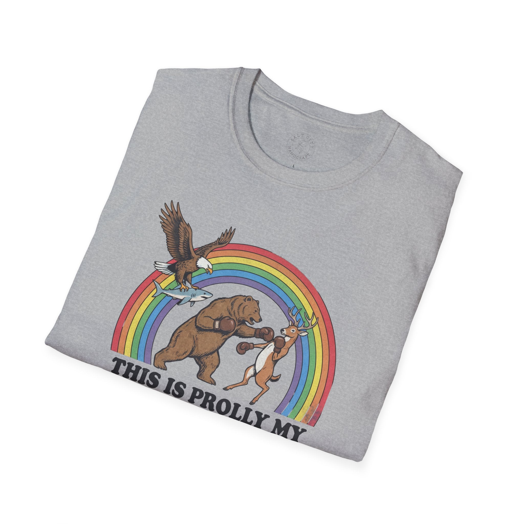 This Is Prolly My Awesomest T-Shirt — Funny Retro Rainbow Animal Graphic Tee
