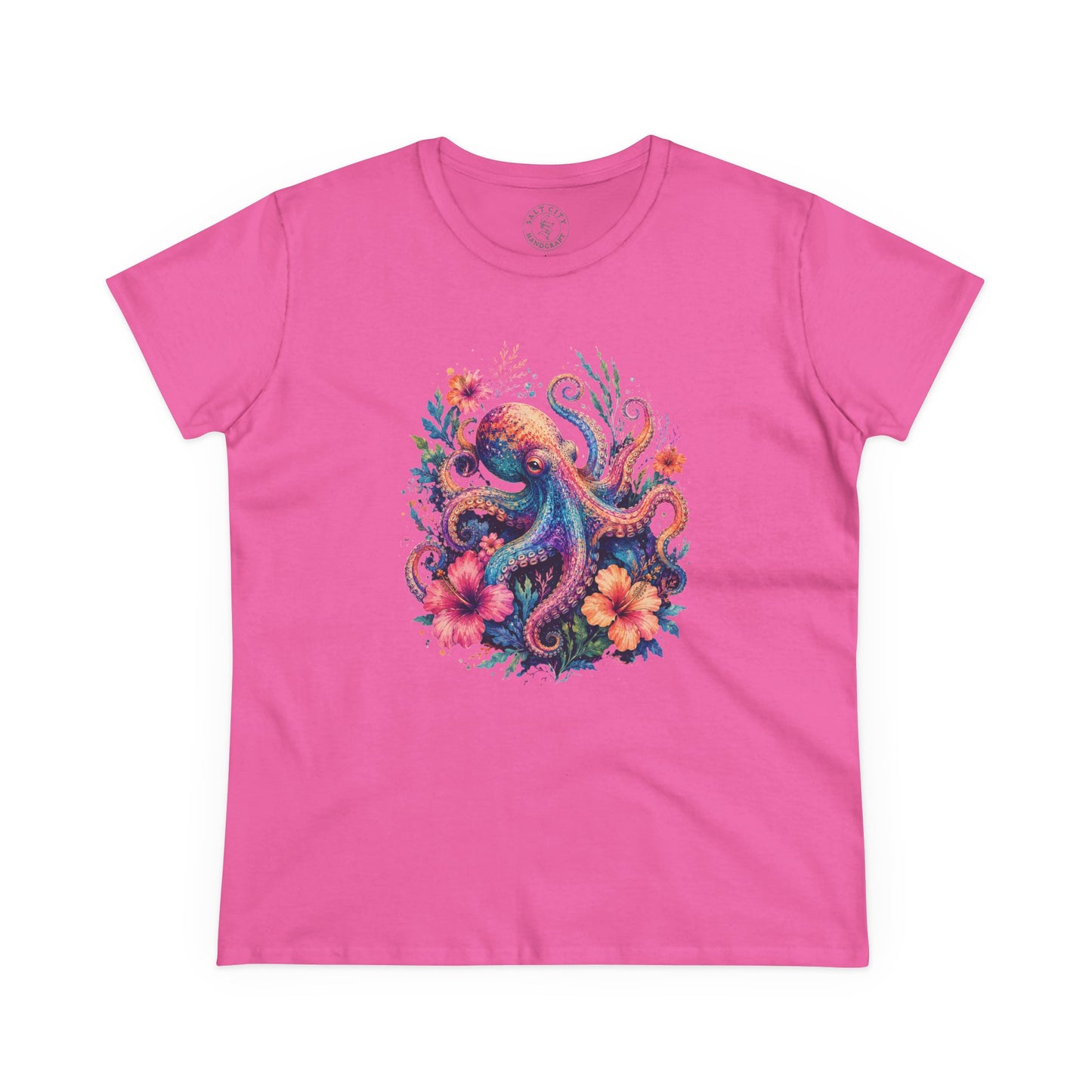 Tropical Octopus Floral Tee — Women's Cotton T-Shirt