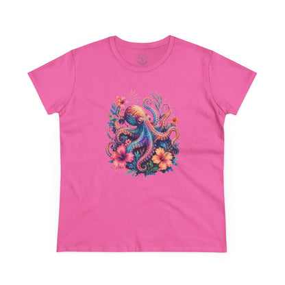 Tropical Octopus Floral Tee — Women's Cotton T-Shirt