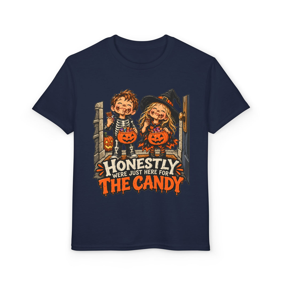 Youth "Honestly We're Just Here for the Candy" Trick-or-Treat Tee