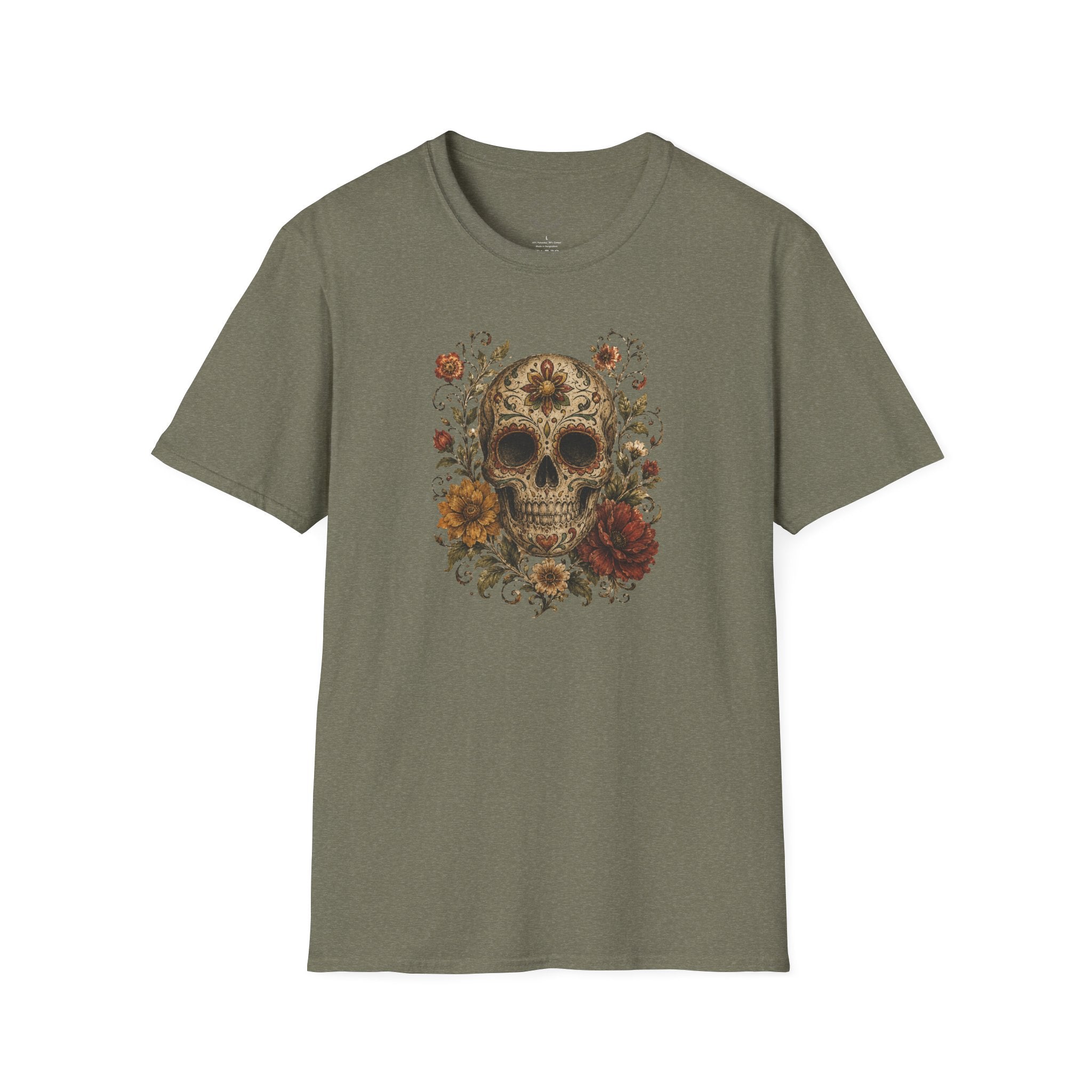 Floral Skull T-Shirt - Day of the Dead Skull Tee