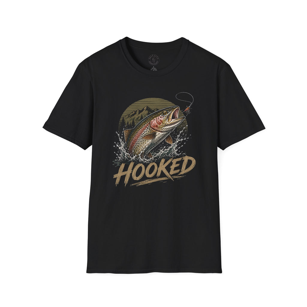 Fishing T-Shirt — 'Hooked' Rainbow Trout Graphic Tee
