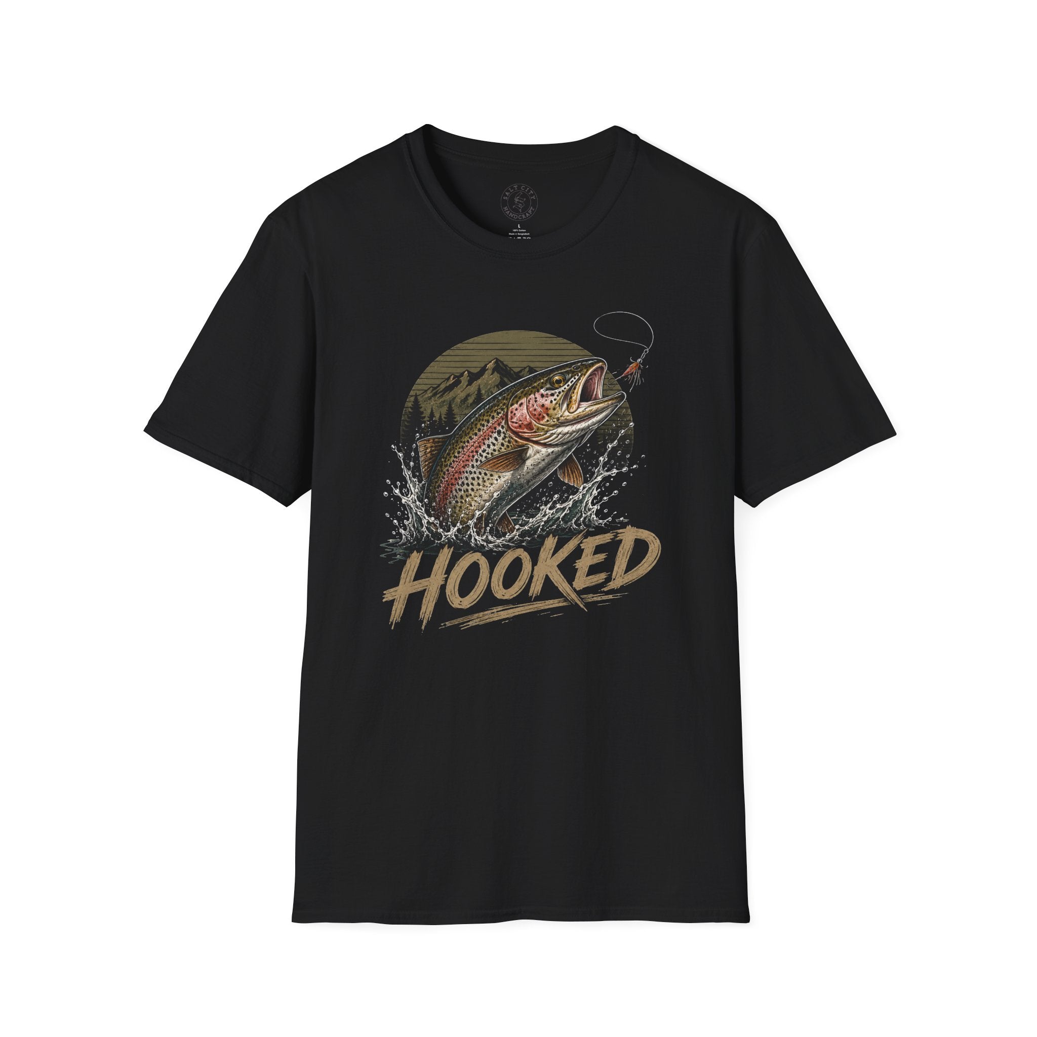 Fishing T-Shirt — 'Hooked' Rainbow Trout Graphic Tee