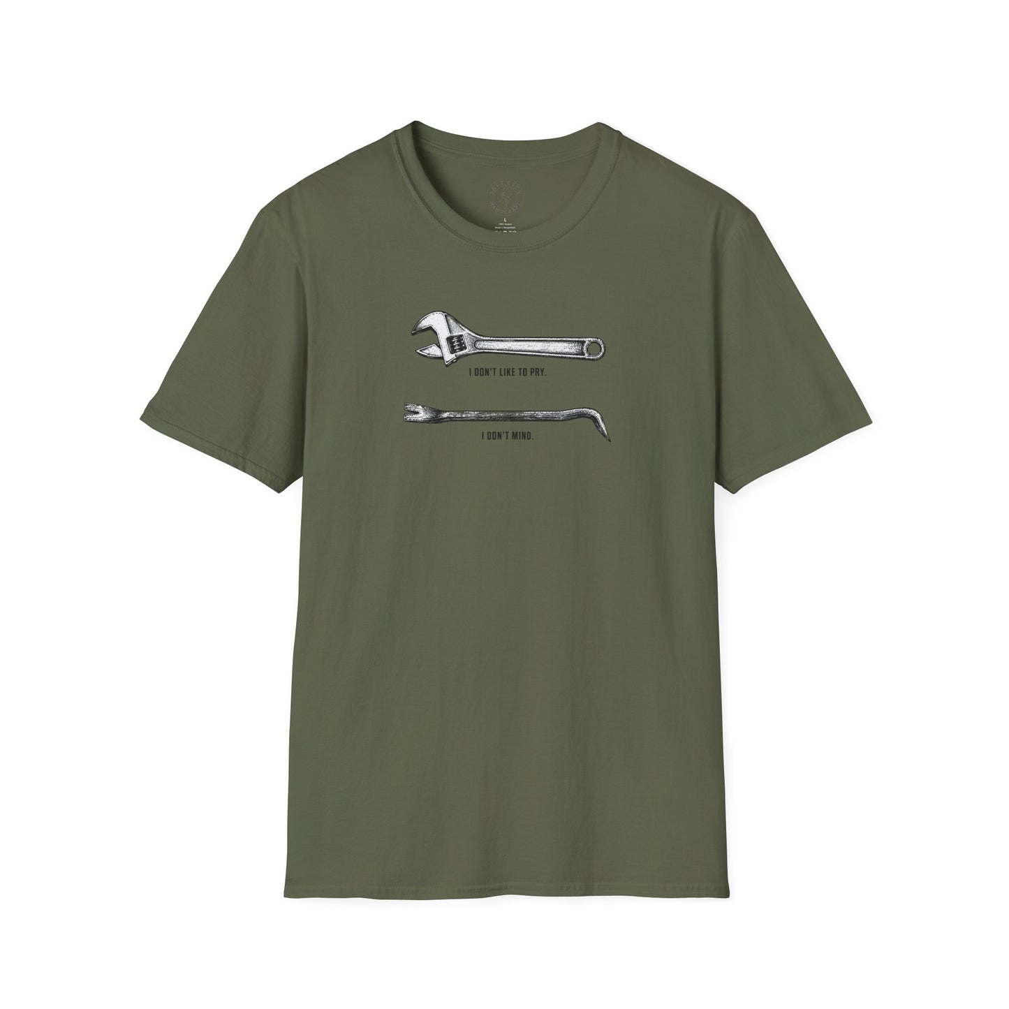 Funny Wrench & Crowbar Tee — “I Don't Like to Pry. I Don't Mind.”