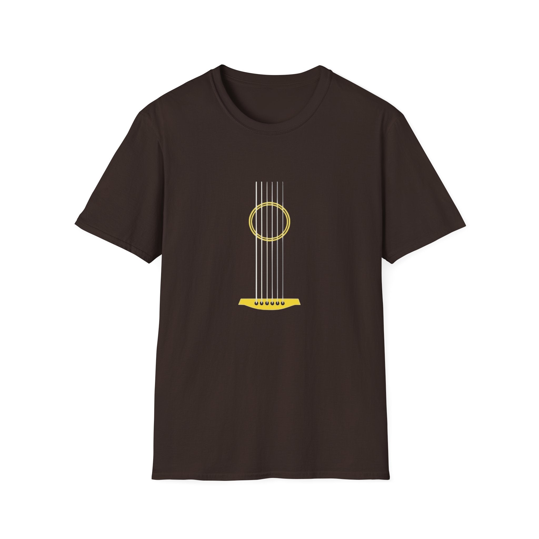 Minimal Acoustic Guitar Graphic T-Shirt | Yellow Guitar Strings