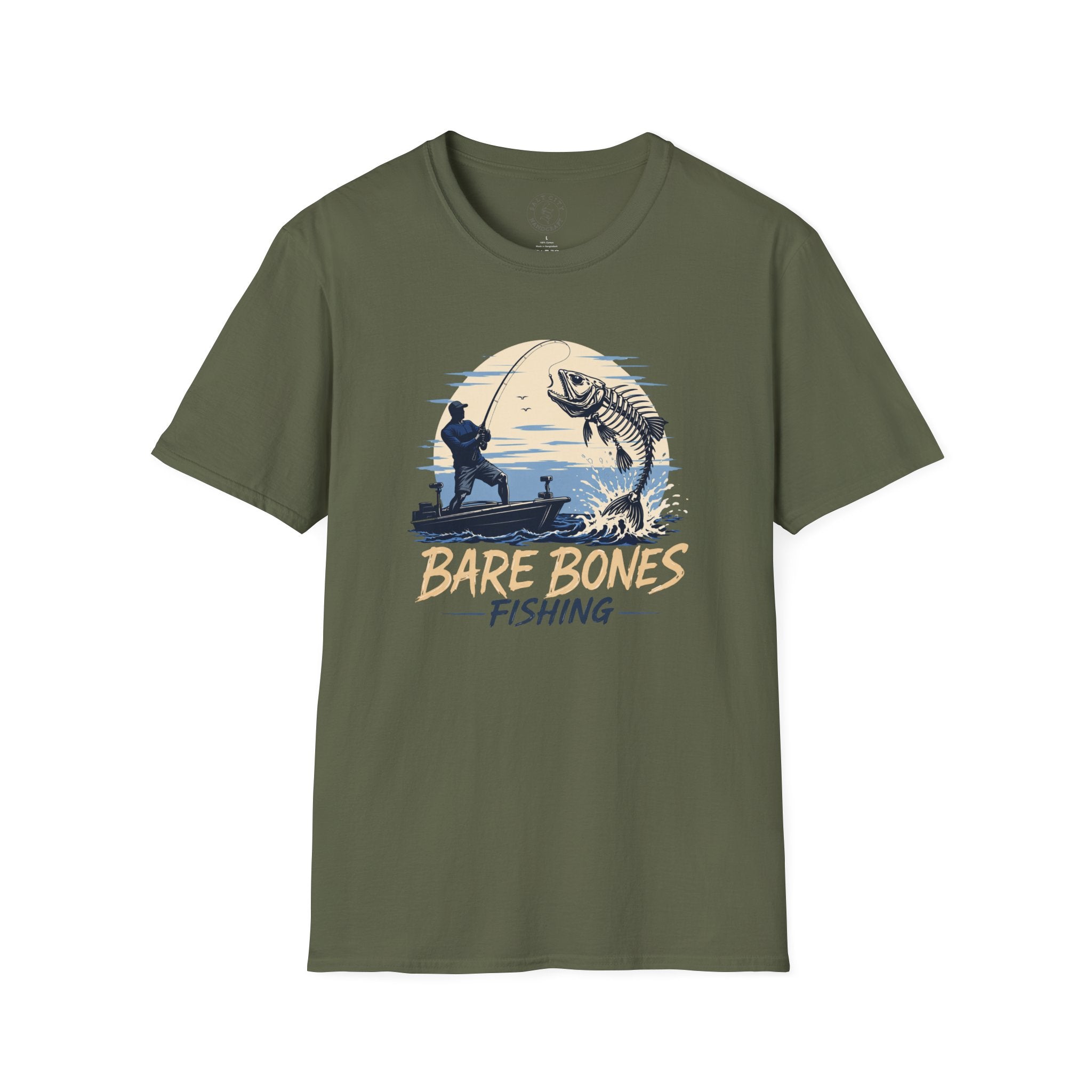 Bare Bones Fishing T-Shirt | Retro Angler Graphic Tee | Fishing Tee