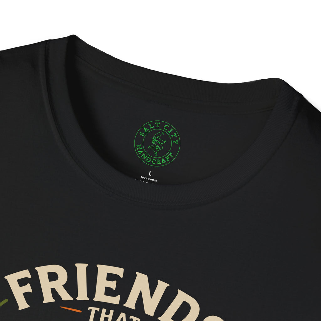 Hiking T-Shirt — "Friends That Hike Together" Retro Mountain Crew Tee