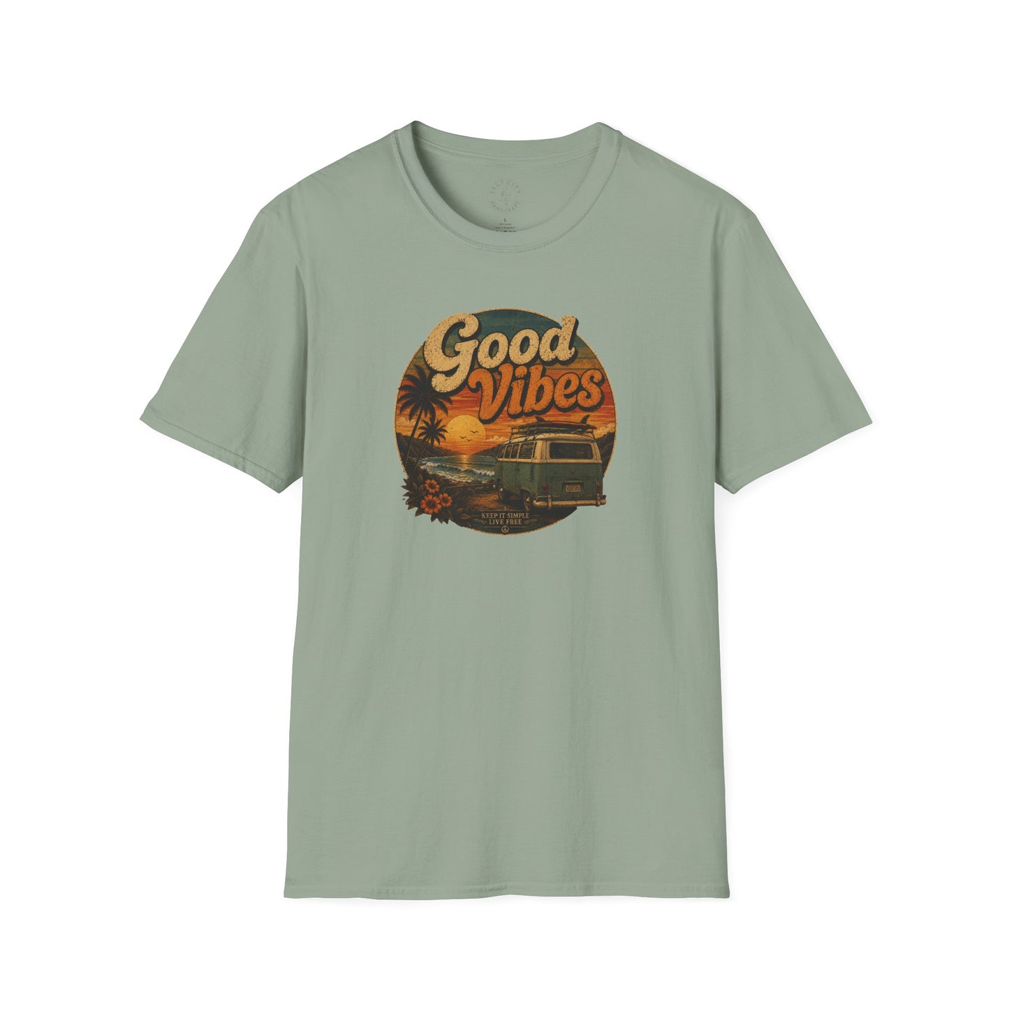 Good Vibes Sunset Tee — Retro Surf Van T-Shirt