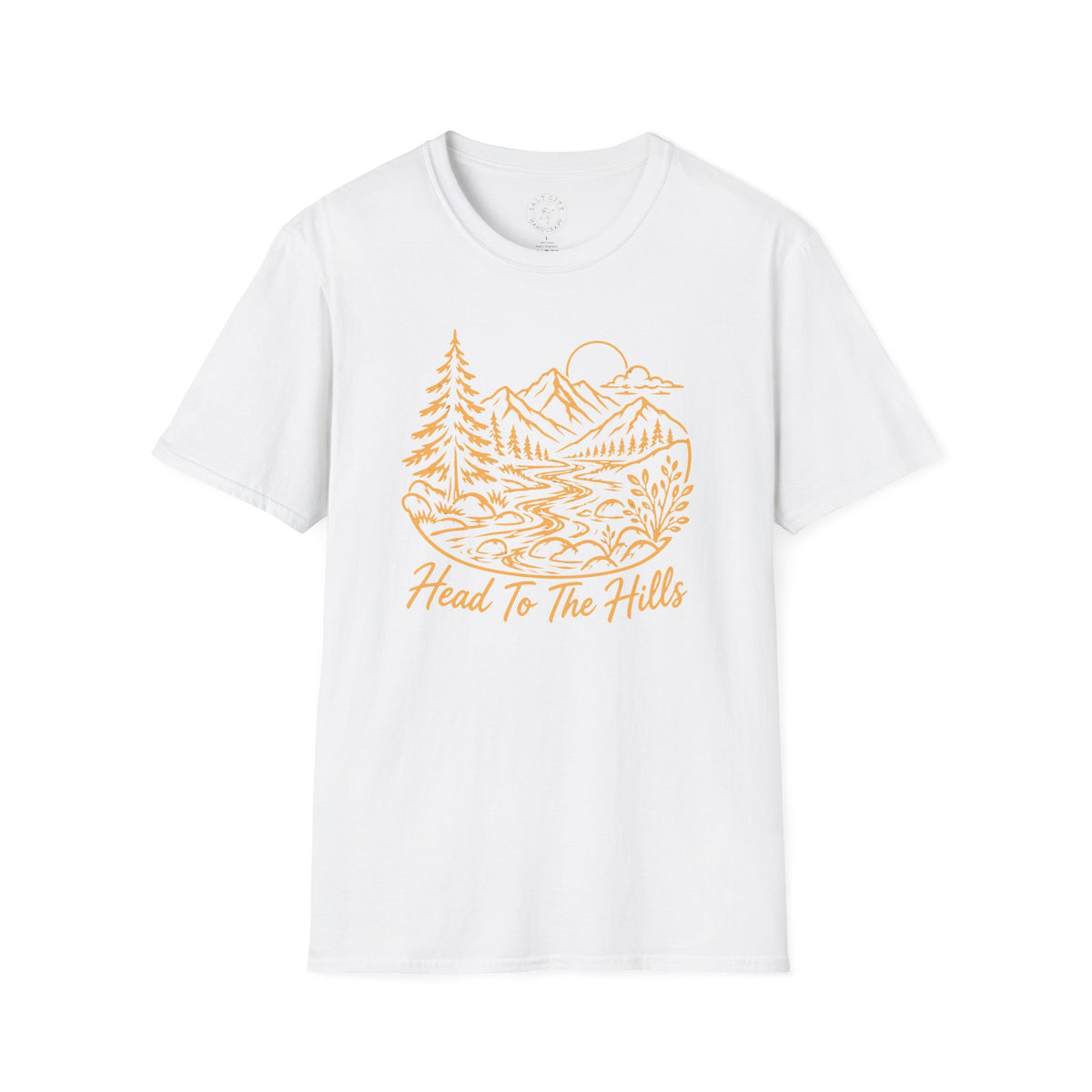 Distressed ‘Head for the Hills’ Mountain Graphic T-Shirt
