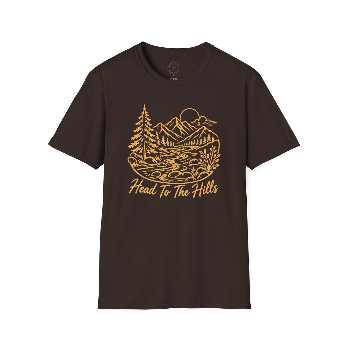 Distressed ‘Head for the Hills’ Mountain Graphic T-Shirt
