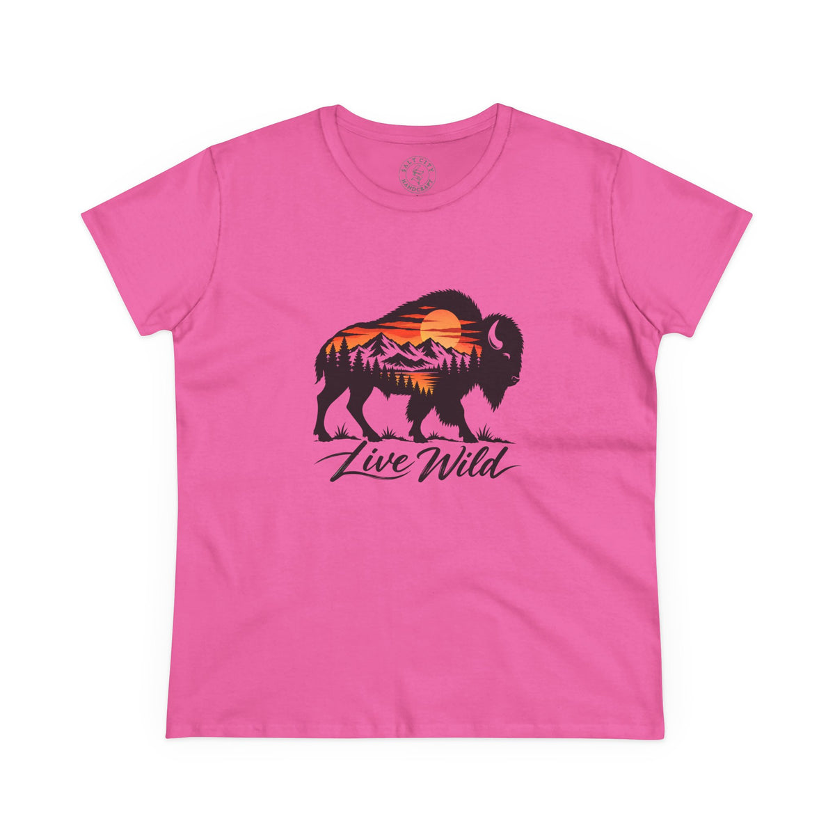 Live Wild Buffalo Tee — Women's Nature Graphic T-Shirt