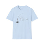 Fly Fishing T-Shirt — Minimal Fly & Rod Illustration