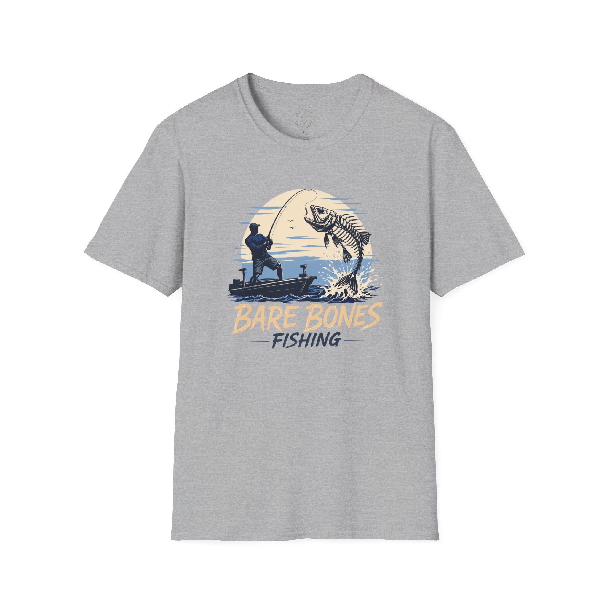 Bare Bones Fishing T-Shirt | Retro Angler Graphic Tee | Fishing Tee