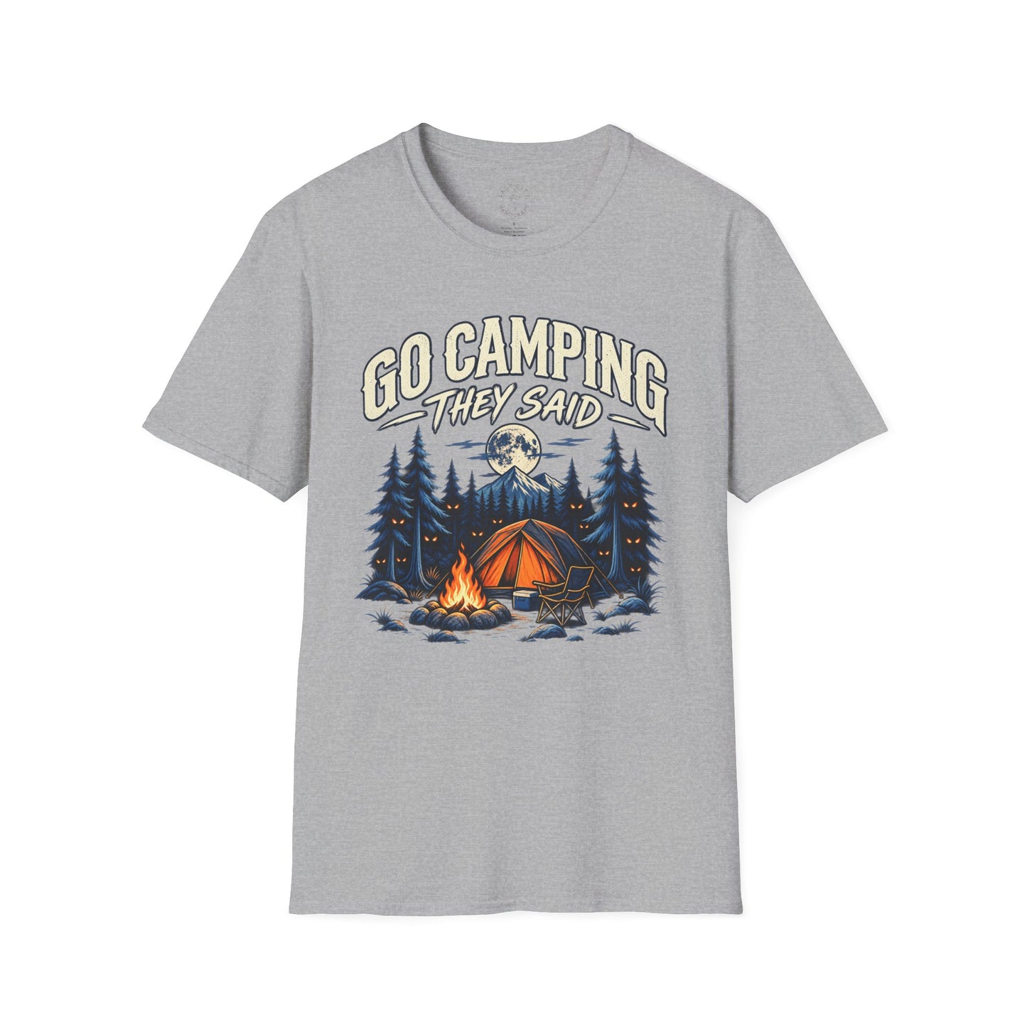 Camping T-Shirt — "Go Camping They Said" Vintage Campfire Tee