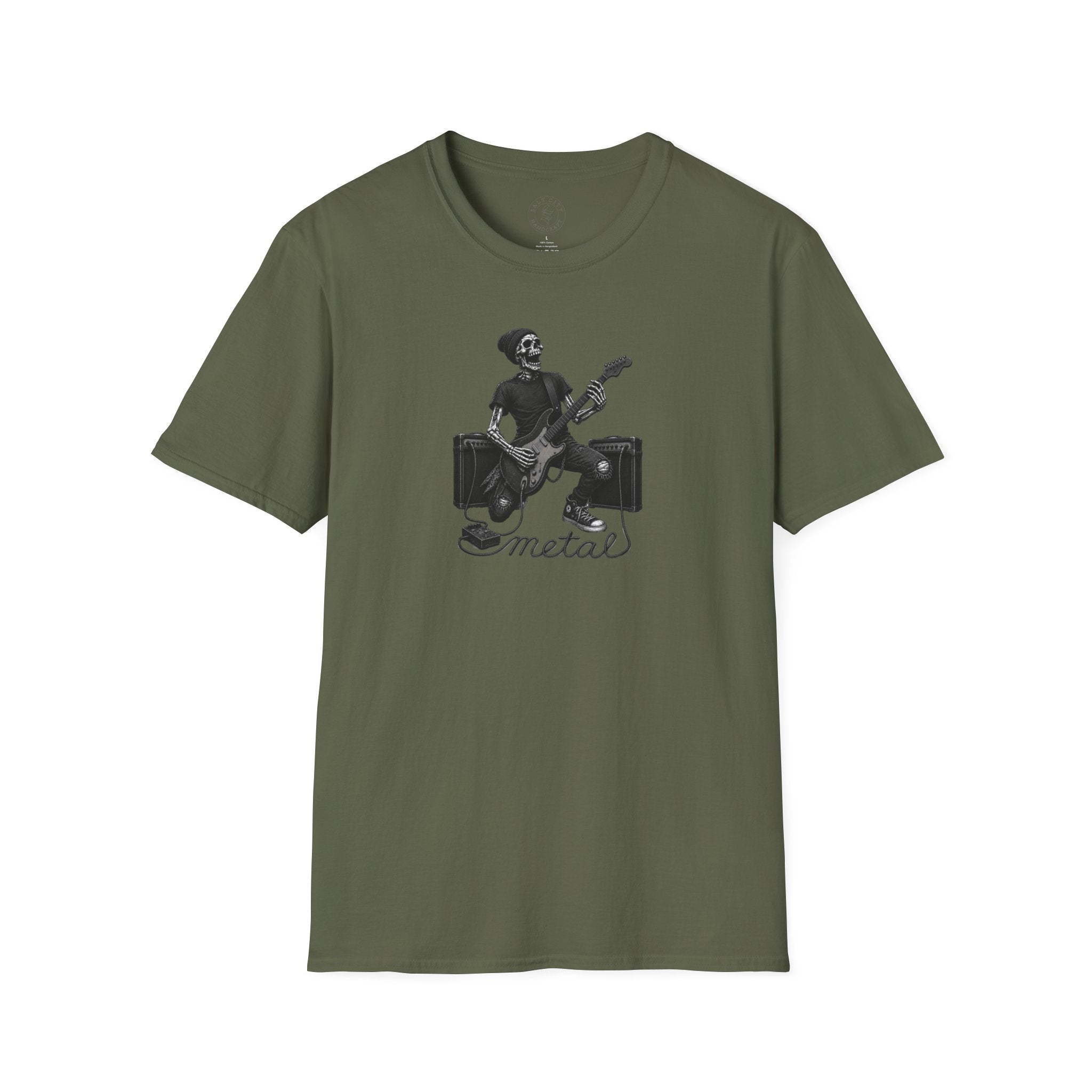 Rock and Roll Skeleton Tee | Unisex Softstyle Metal T-Shirt