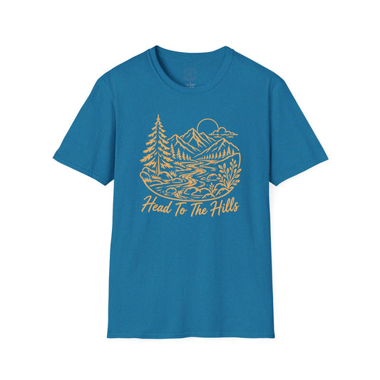 Distressed ‘Head for the Hills’ Mountain Graphic T-Shirt