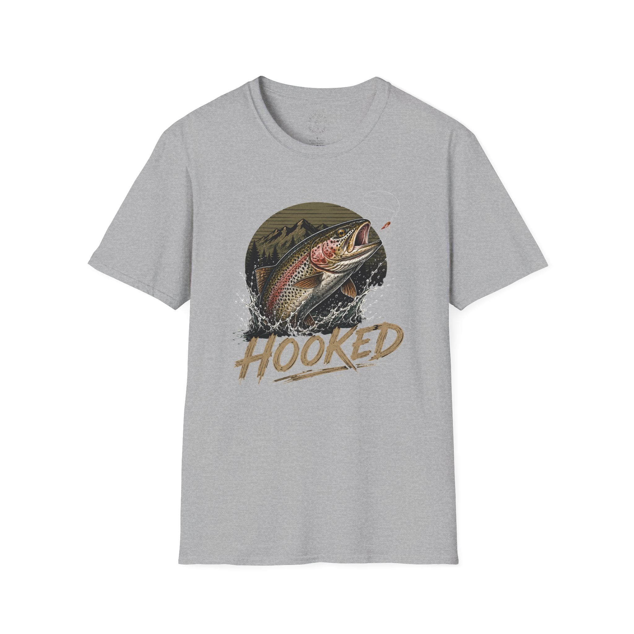 Fishing T-Shirt — 'Hooked' Rainbow Trout Graphic Tee