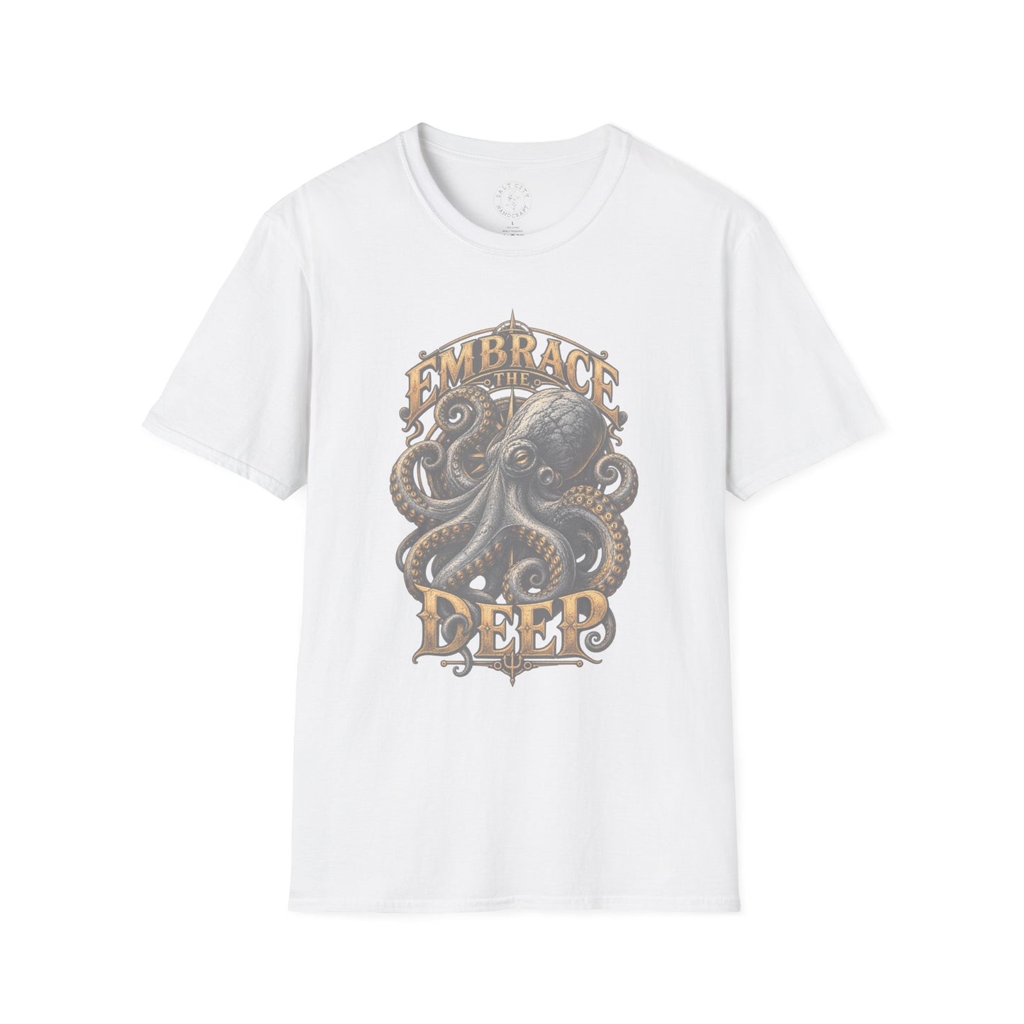 Unisex Softstyle T-Shirt - Unique Octopus Print - Slightly Faded Design