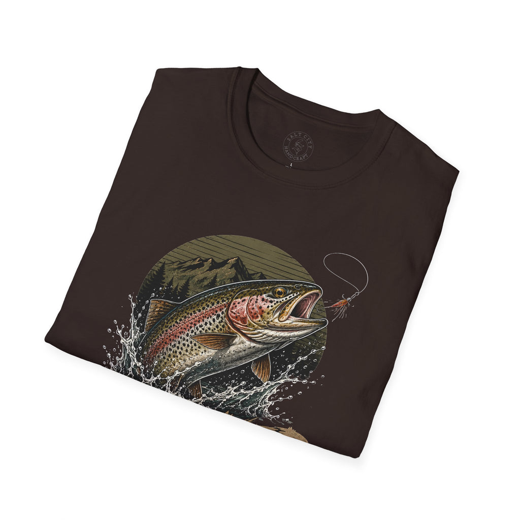Fishing T-Shirt — 'Hooked' Rainbow Trout Graphic Tee