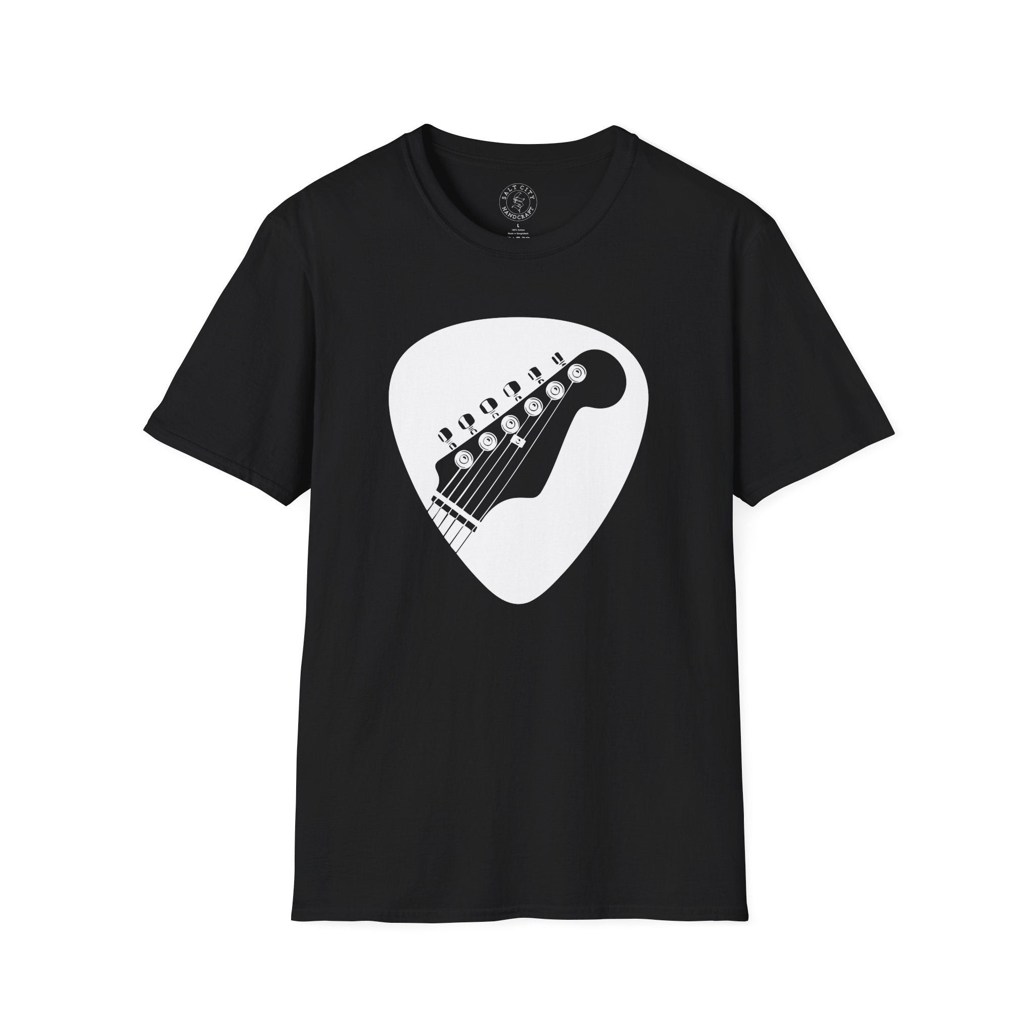 Guitar Pick with Electric Guitar Headstock T-Shirt | Guitar Tee