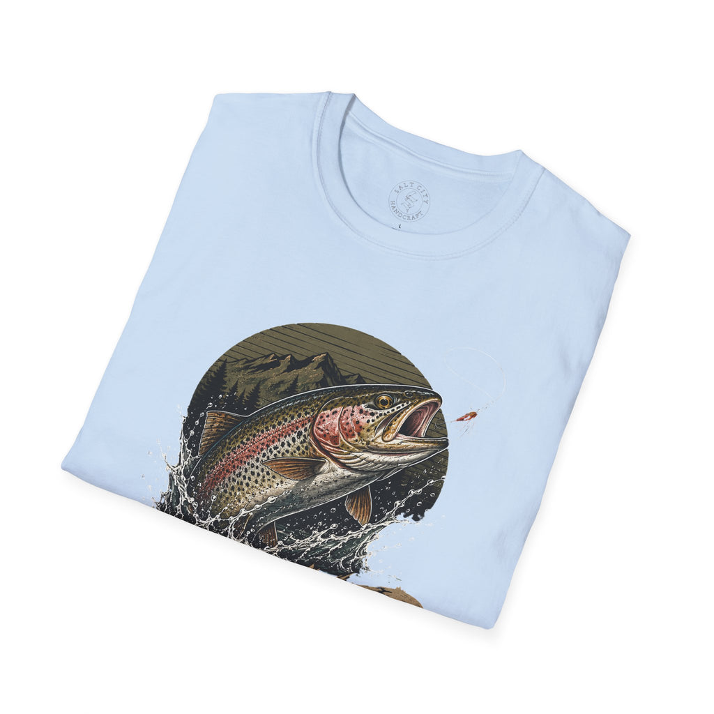 Fishing T-Shirt — 'Hooked' Rainbow Trout Graphic Tee