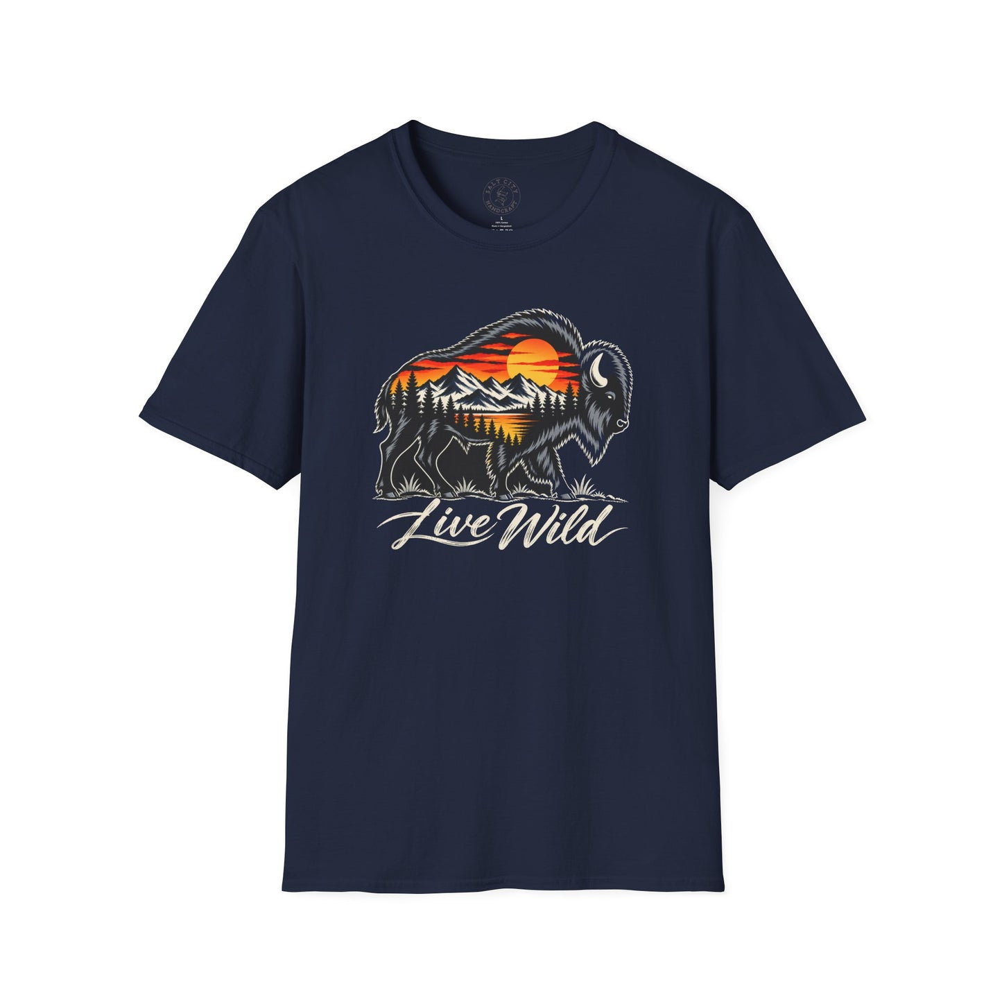 Unisex Softstyle Bison T-Shirt - Outdoors Animal Tee