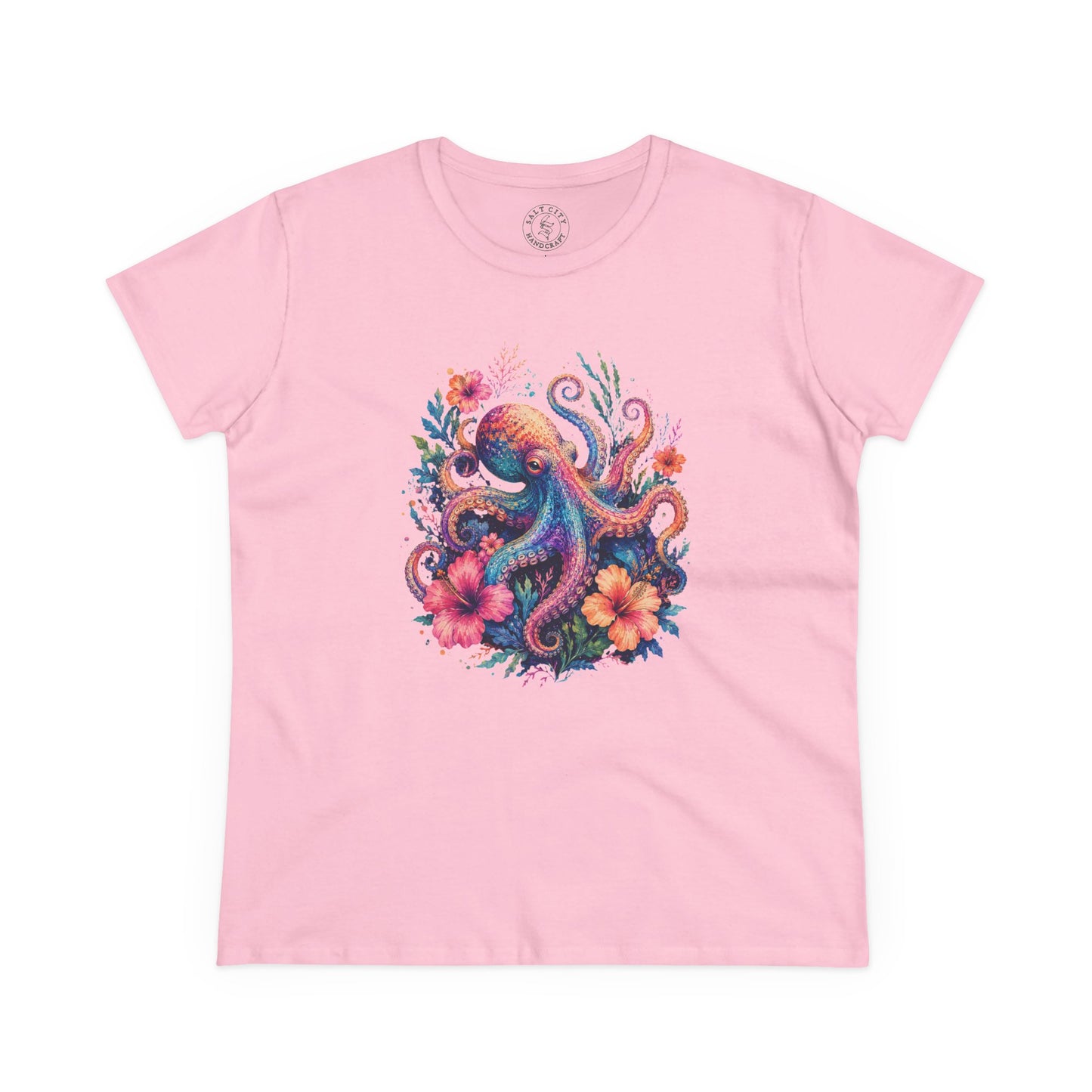 Tropical Octopus Floral Tee — Women's Cotton T-Shirt