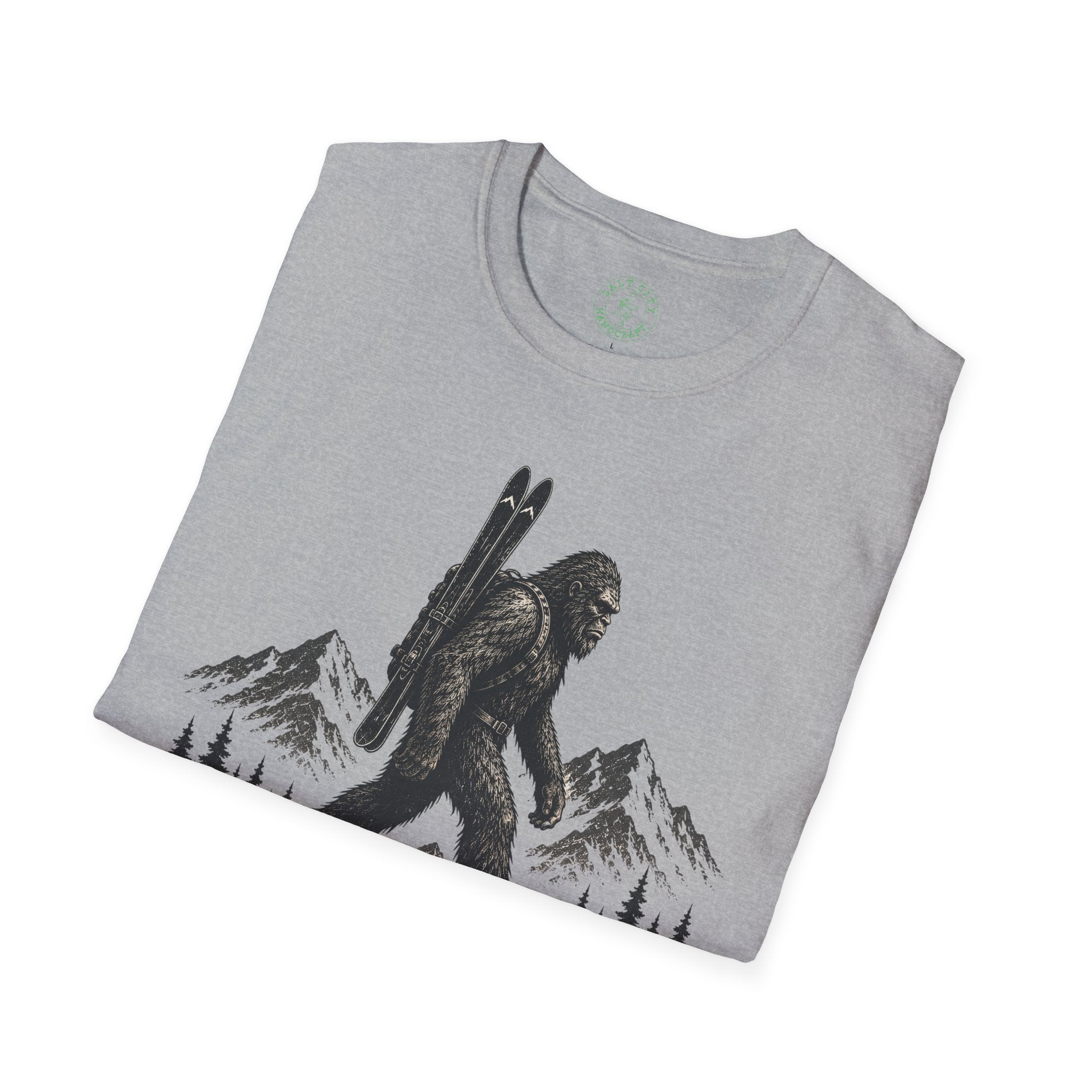 Backcountry Sasquatch T-Shirt — Mountain Skiing Bigfoot Outdoor Tee