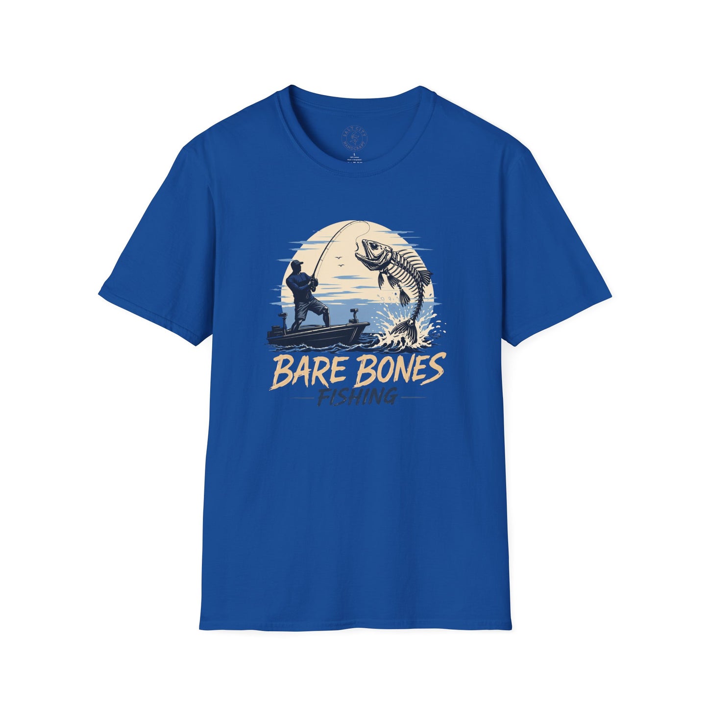 Bare Bones Fishing T-Shirt | Retro Angler Graphic Tee | Fishing Tee