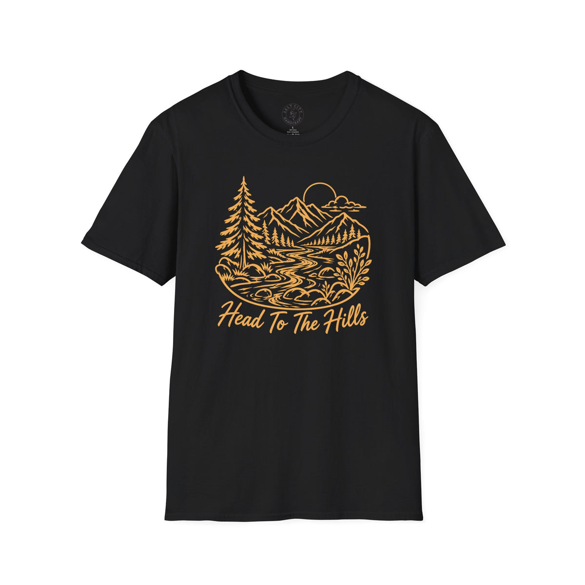 Distressed ‘Head for the Hills’ Mountain Graphic T-Shirt