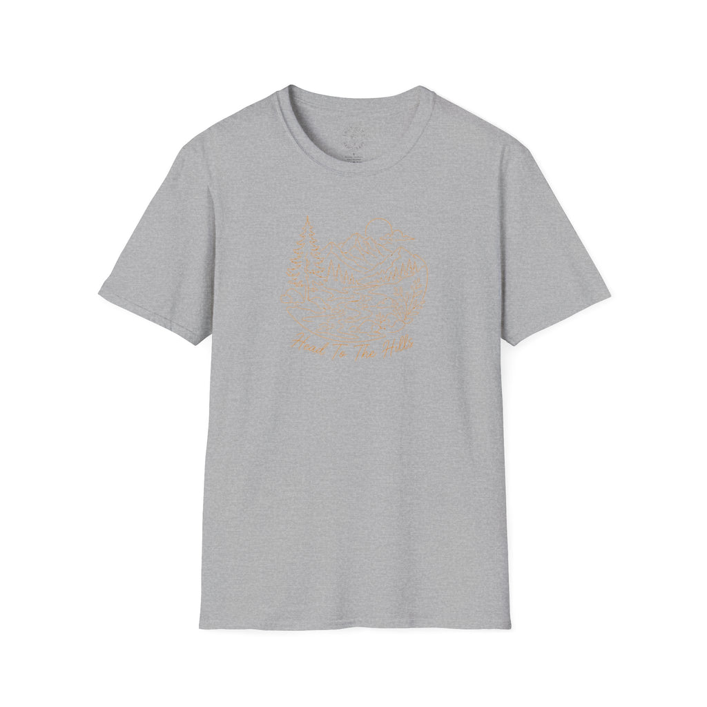 Nature Outline Tee — ‘Head for the Hills’ Mountain Graphic T-Shirt
