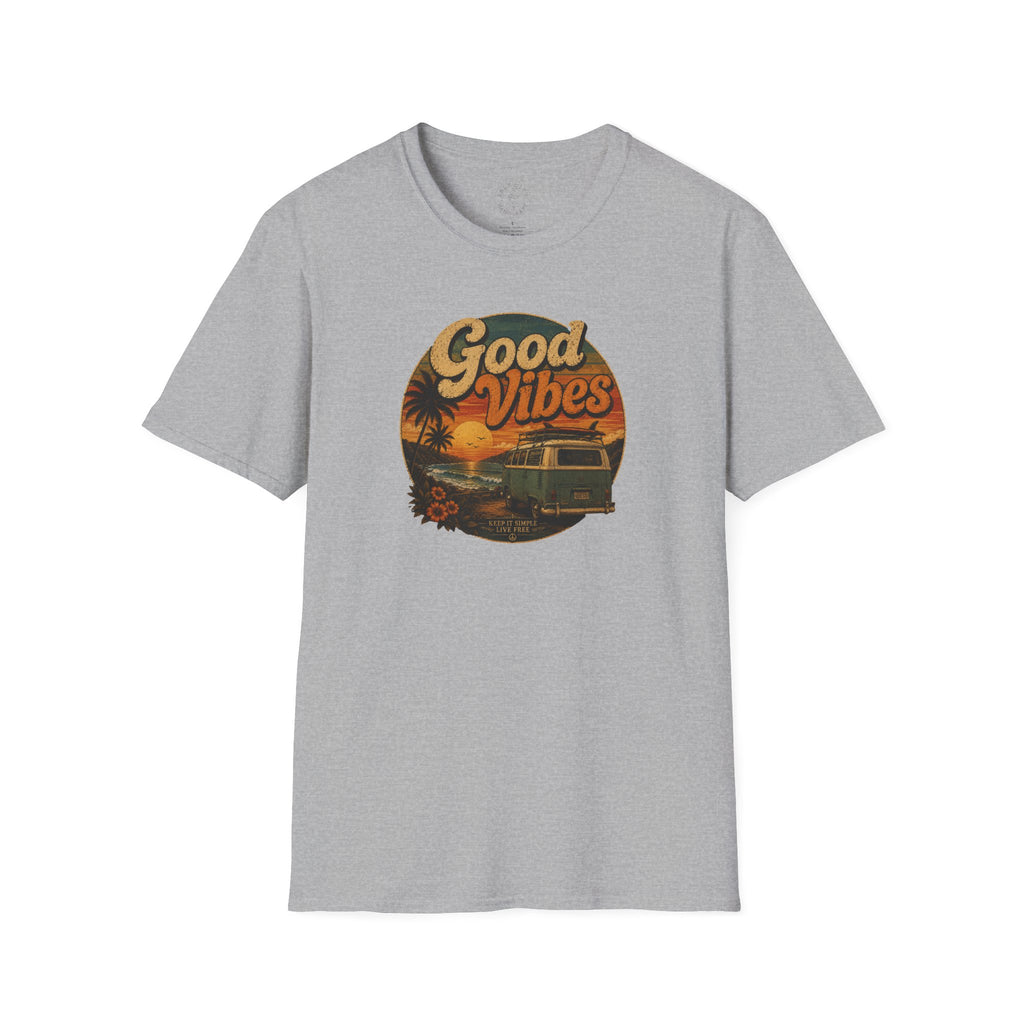 Good Vibes Sunset Tee — Retro Surf Van T-Shirt