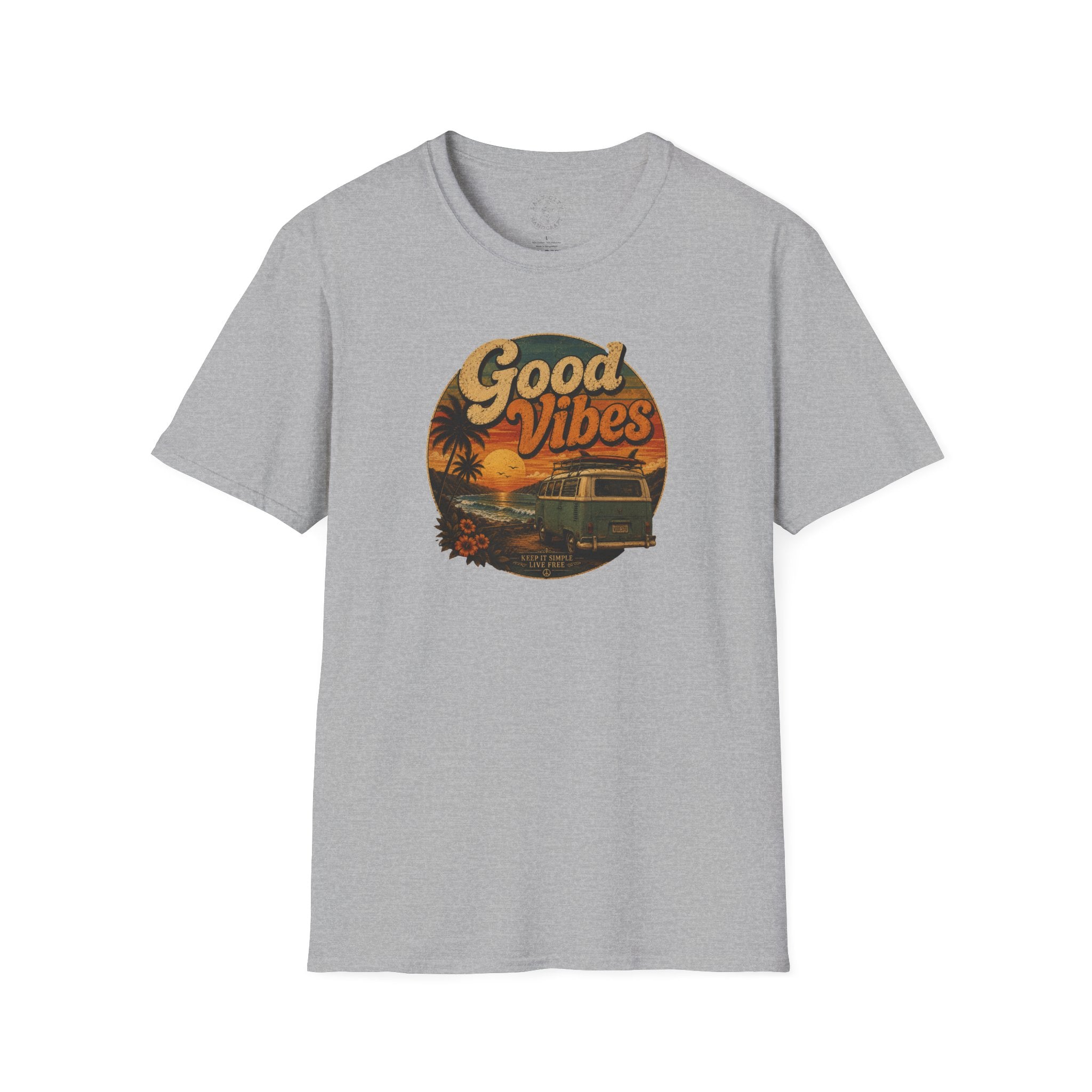 Good Vibes Sunset Tee — Retro Surf Van T-Shirt