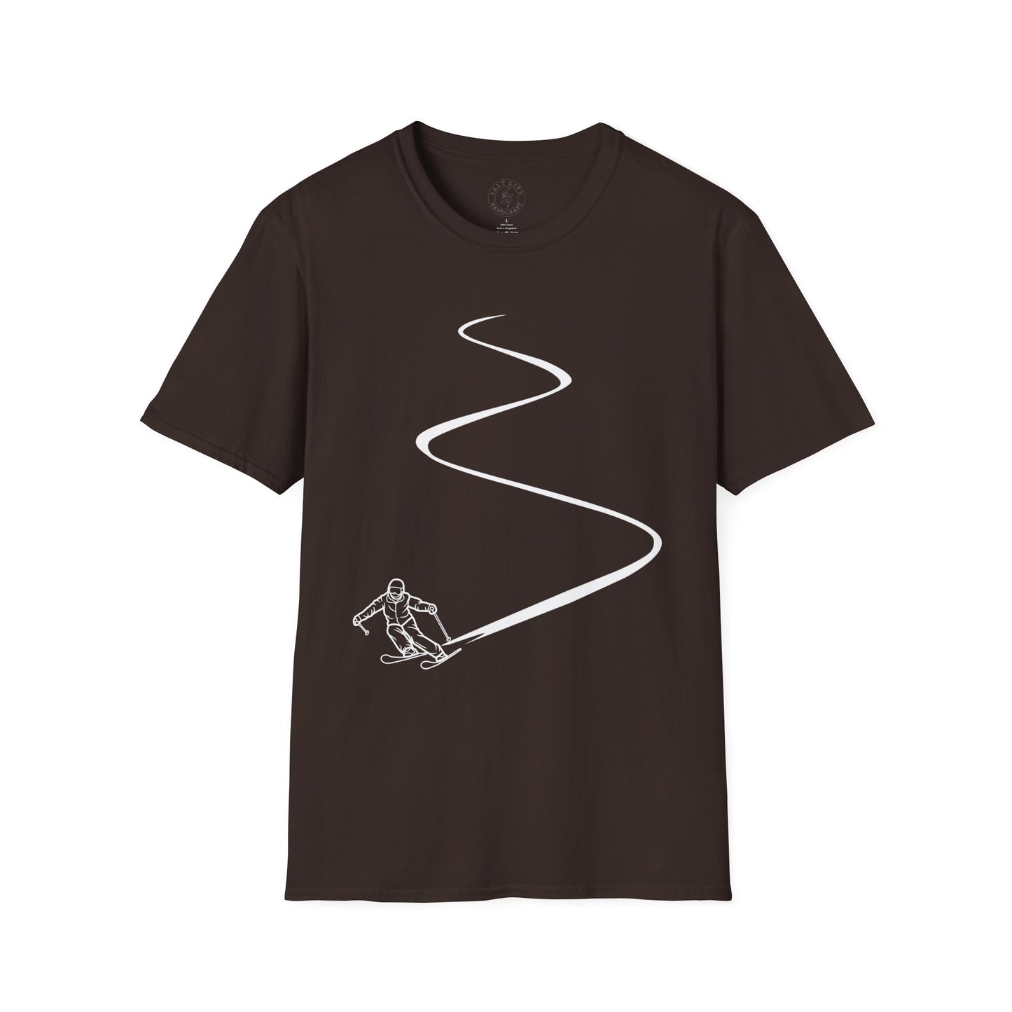 Skier Carving Turns T-Shirt | Minimal Ski Line Art