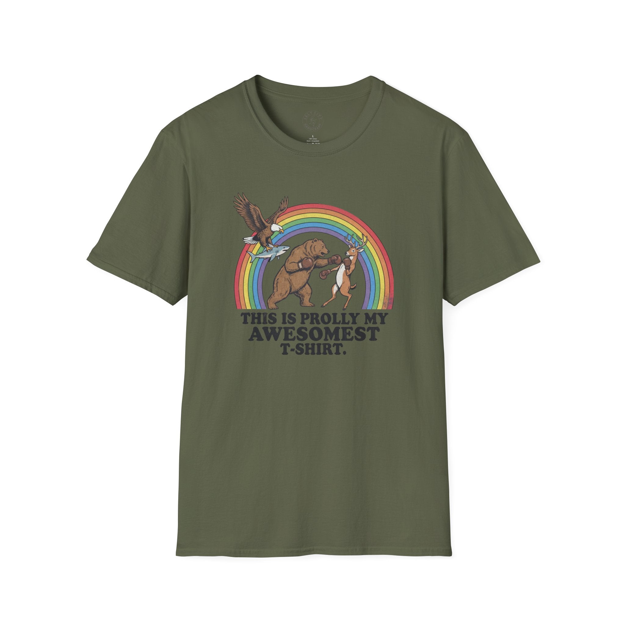 This Is Prolly My Awesomest T-Shirt — Funny Retro Rainbow Animal Graphic Tee