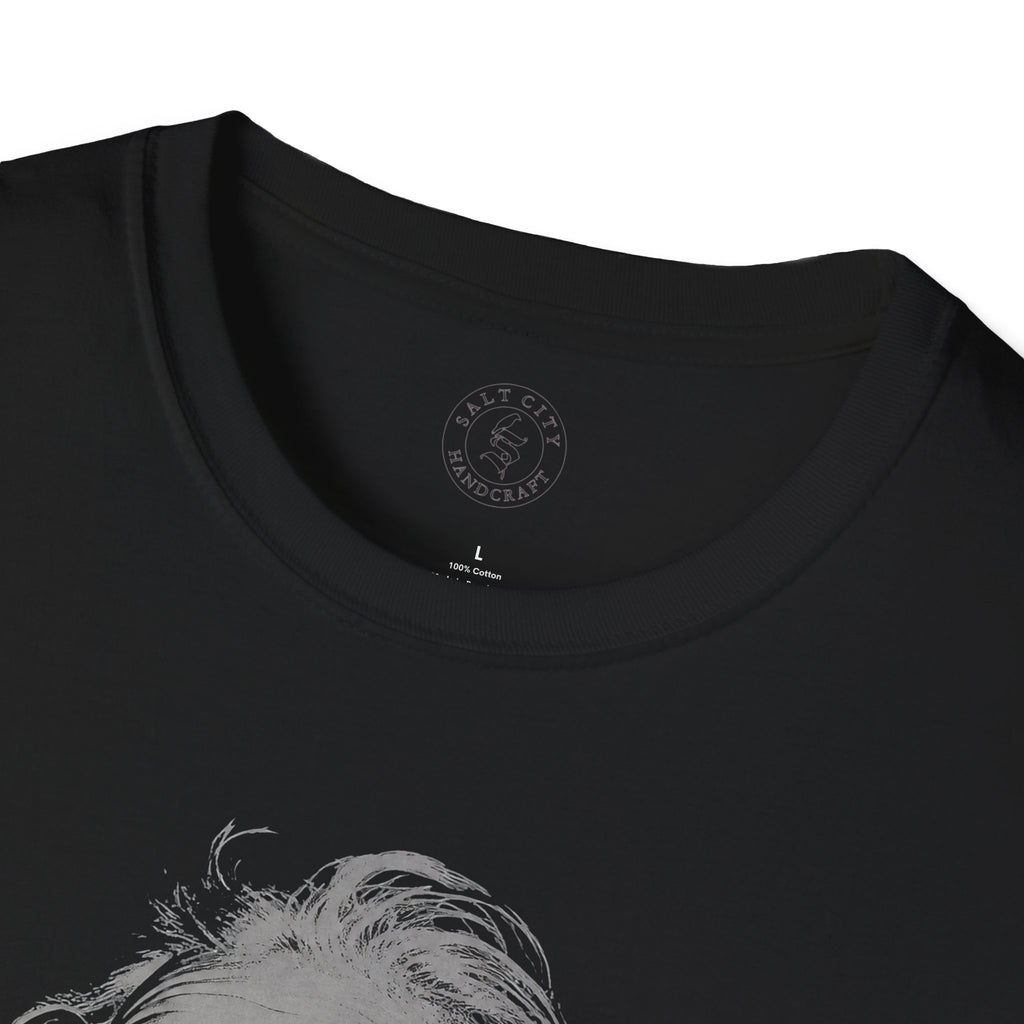 Stay Caffeinated T-Shirt — Funny Coffee Tee with Einstein Sketch