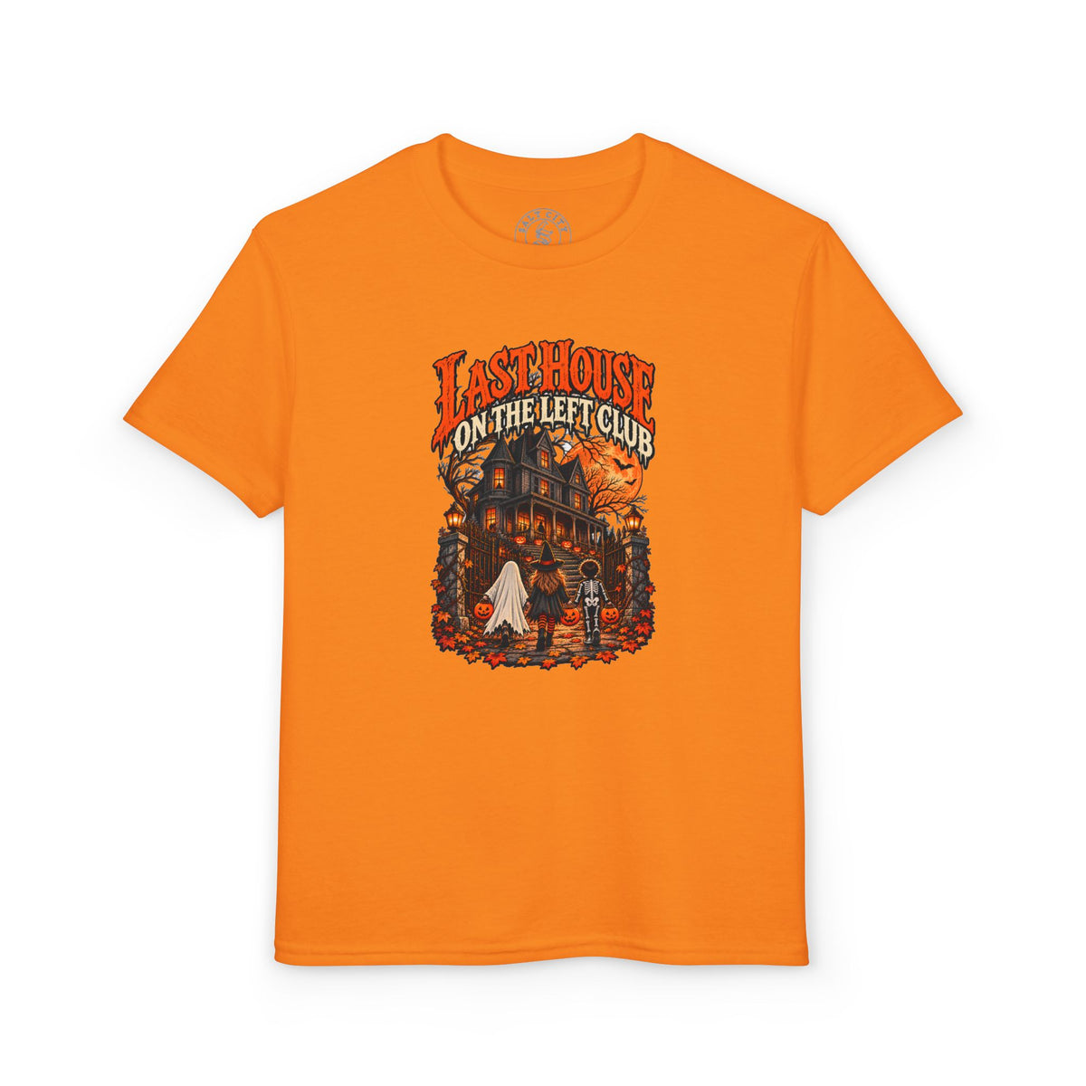 Youth T-Shirt — "Last House on the Left Club" Halloween Haunted House Graphic