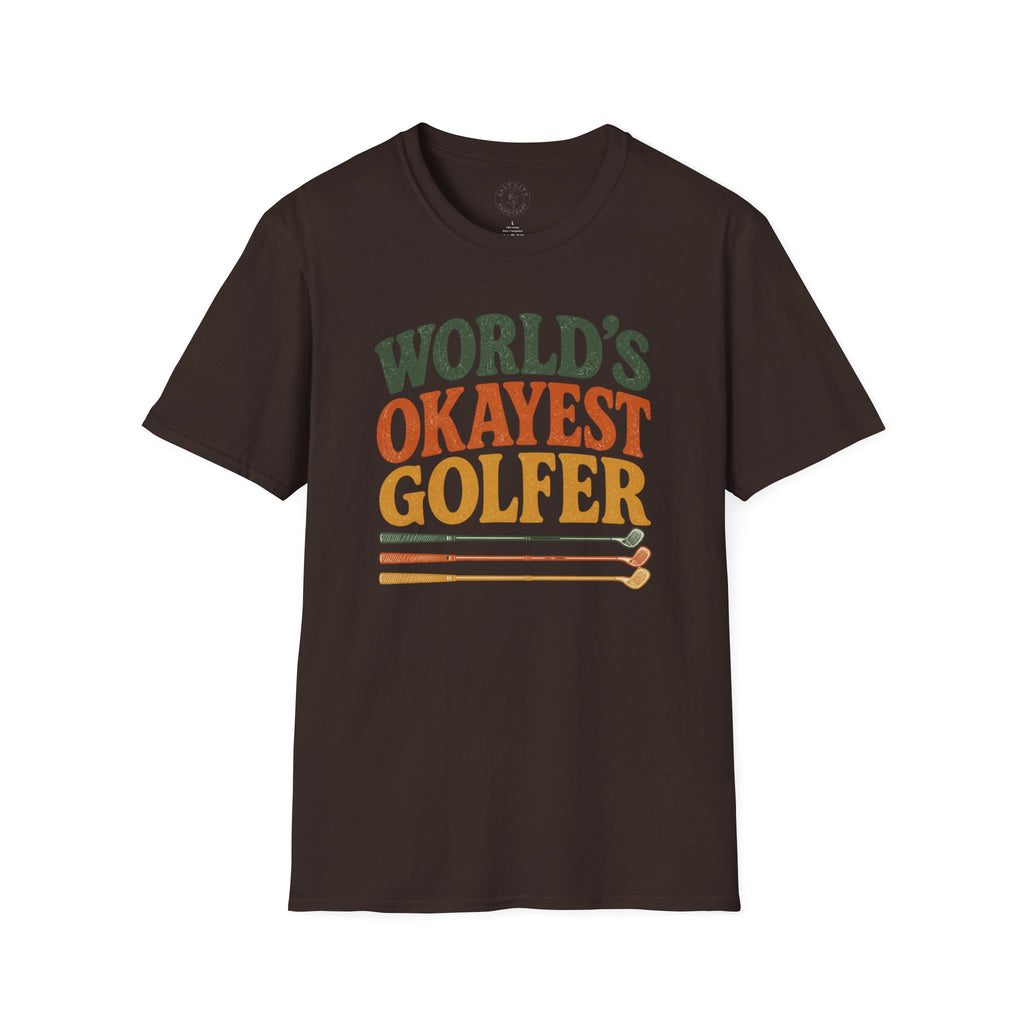 T-Shirt | "World's Okayest Golfer" Retro Golf Humor Tee | Golf Tee