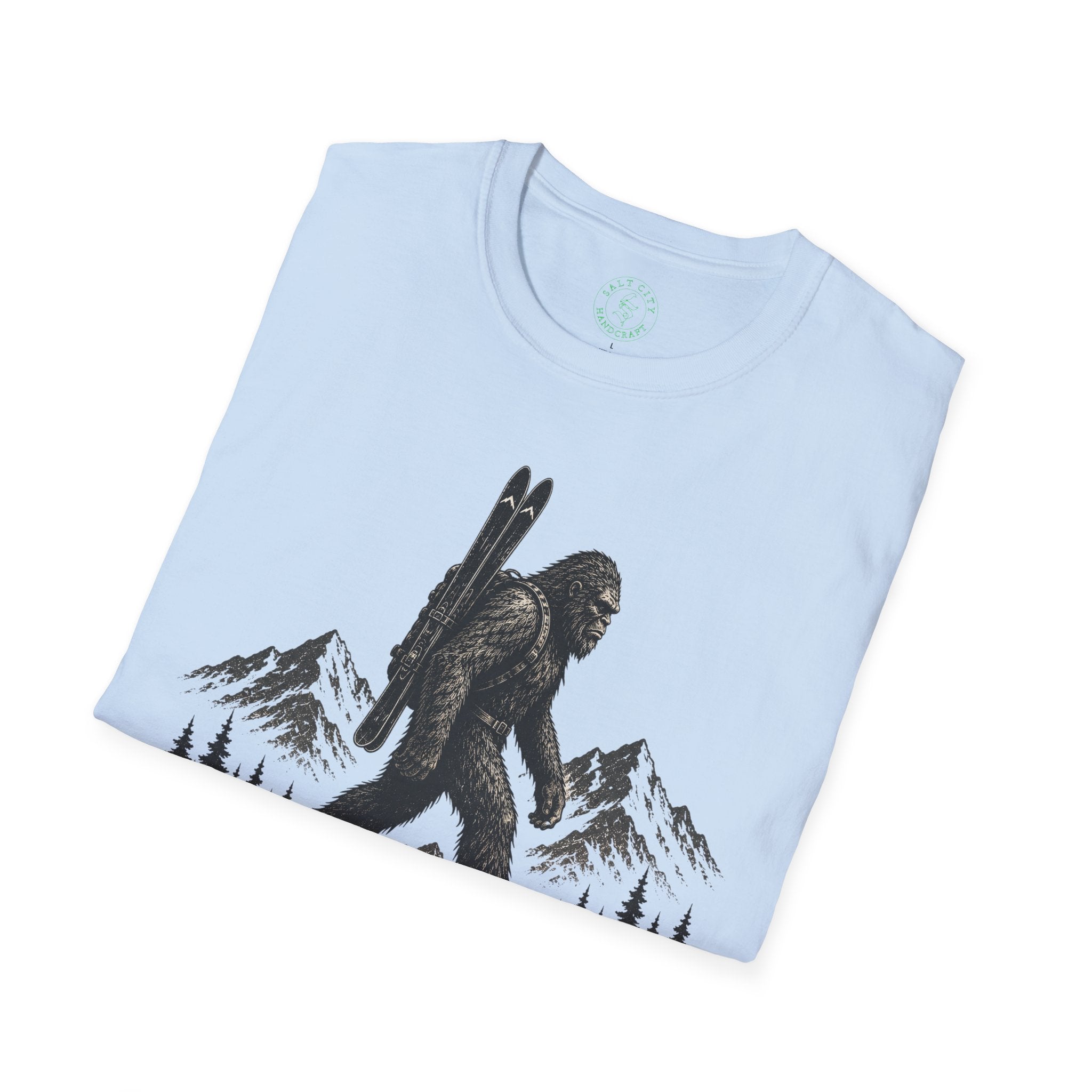 Backcountry Sasquatch T-Shirt — Mountain Skiing Bigfoot Outdoor Tee